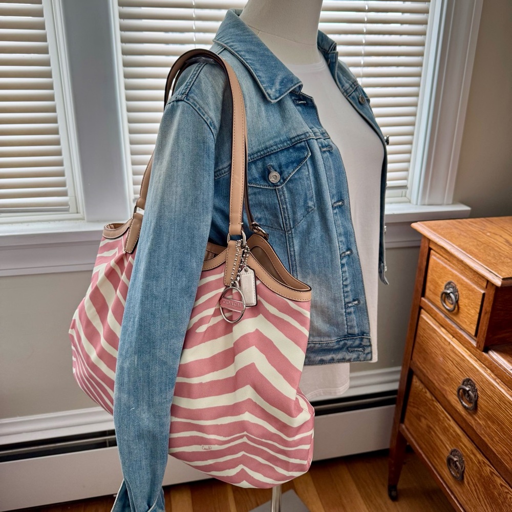 Coach Devin Signature Stripe Zebra Print Shoulder Bag F24022 - Picture 16 of 16